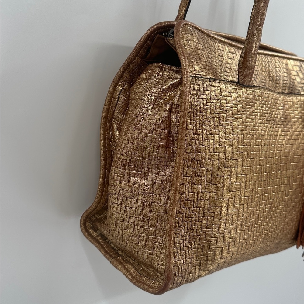 Patricia Nash Paris Gold Woven Tote Bag with Tassel - Picture 3 of 14